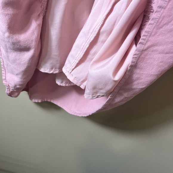 Long Sleeve Smocked Babydoll Ruffle A Line Tiered Mini Dress Size Medium Pink - Picture 10 of 11